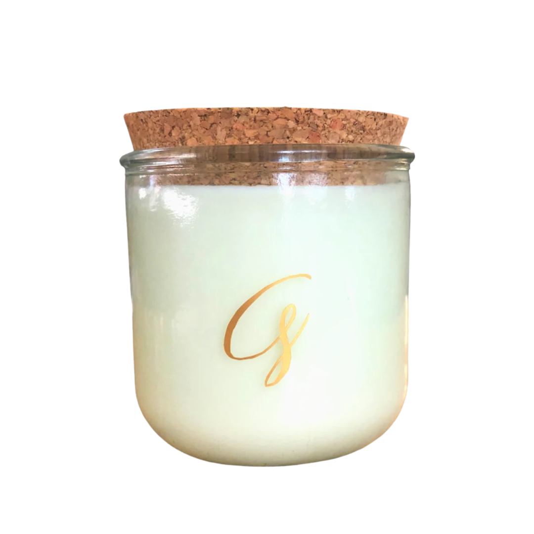 recycled glass jar cotton blossom candle
